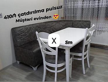 Mətbəx künc dəsti - Komlekt: L formalı künc divanı, 1 yemək masası, 4