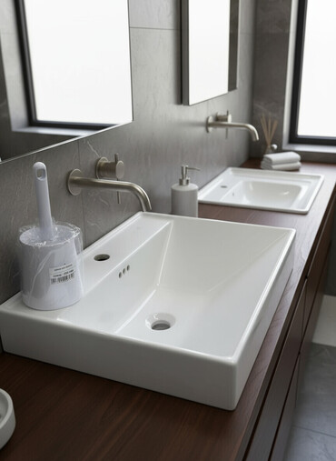 пьедесталом раковина с: Ванна үчүн раковина, Чарчы формасы, Материалы: Керамика