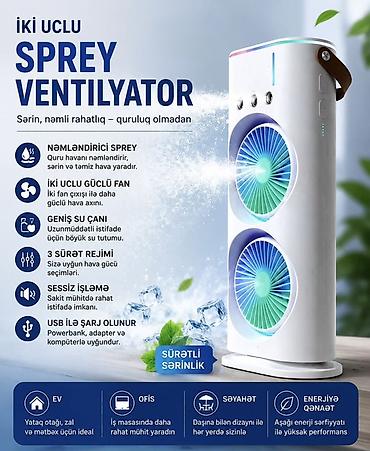 ventilyator su ile: Ventilyator Yeni, Masaüstü, Kolon, Kredit yoxdur, Pulsuz çatdırılma, Ödənişli çatdırılma, Rayonlara çatdırılma — 1