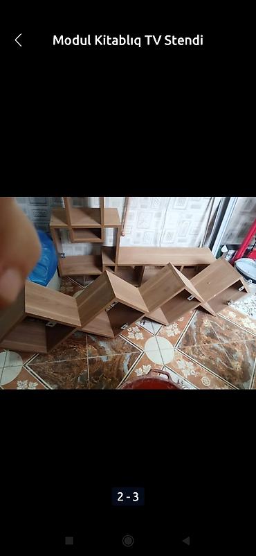 kagiz qebulu: Modul kitablıq və TV stendi - Material: ağac naxışlı laminat/LDSP - — 3