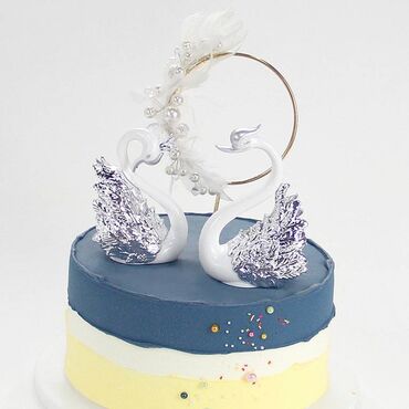 подарок жене на день рождения: Фигурки украшения в виде лебедя, 2 шт., украшение для торта. Топпер