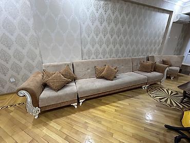divan ikinci el: Klassik dizaynlı yumşaq mebel dəsti - Tərkibi: uzun 4-oturacaqlı — 1