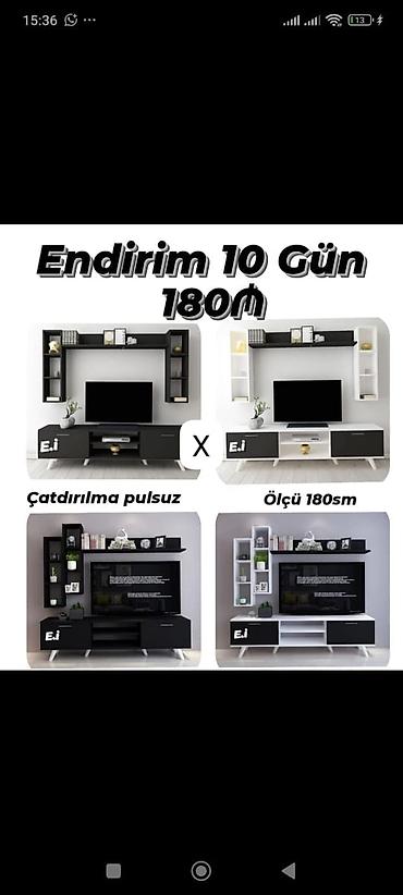 TV stend və divar rəf dəsti - Rənglər: qara-ağ kombinasiyalarında iki — 1