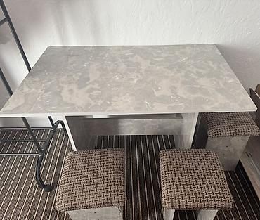 study table: Кухонный стол с двумя табуретами - Комплект: прямоугольный стол + 2 — 1