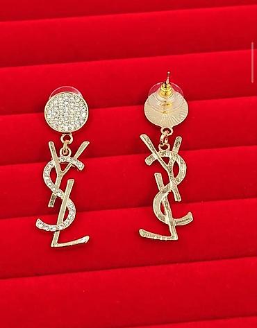 золотые пусеты: Серьги YSL бижутерия длина 4,7 см вес 7,3 гр требуется ремонт — 5