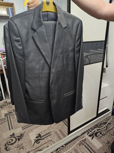 мужской двубортный пиджак: Костюм 4XL (EU 48), цвет - Серый