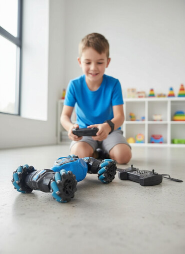 Oyuncaqlar: Mavi və qara rənglərdə olan bu akrobat avtomobili həm uzaqdan — 1