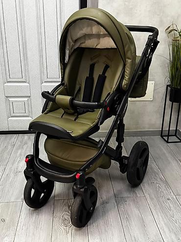 Modullu arabalar: Verdi Mirage “Deri” modeli, xaki rəng uşaq arabası (kalyaska) – 3-in-1 — 2