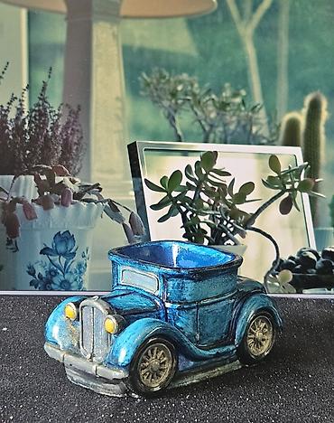 Bitkilər üçün dibçəklər: Dekorativ mini dibçəklər və qələm/qutu stendləri dəsti - Retro — 2