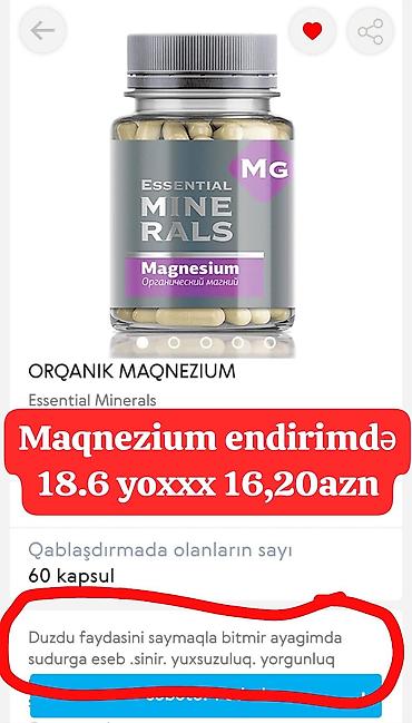 collagen 3 in 1: Orqanik Maqnezium – Essential Minerals - Tərkib: maqnezium (MG) kapsul — 1