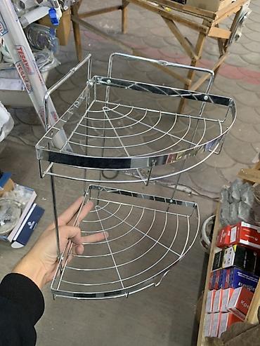 Угловая двухъярусная полка для ванной/кухни. - Конструкция: 2 яруса
