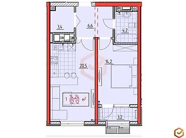Продажа квартир: 2 комнаты, 52 м², Технопарк Элитка, 8 этаж, ПСО (под самоотделку) — 3
