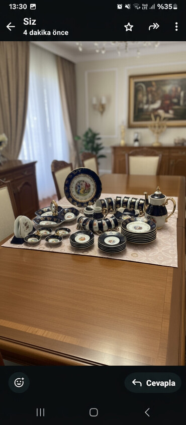 Çay dəstləri və servizlər: Çay dəsti, rəng - Göy, Farfor, 6 nəfərlik, Almaniya — 1