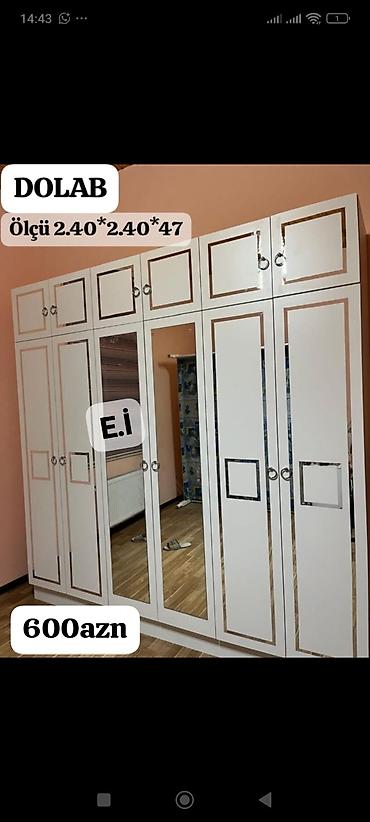 balaca şkaf: Yeni, 6 qapı, Güzgülü, Ağ, Açılan, Düz dolab — 1