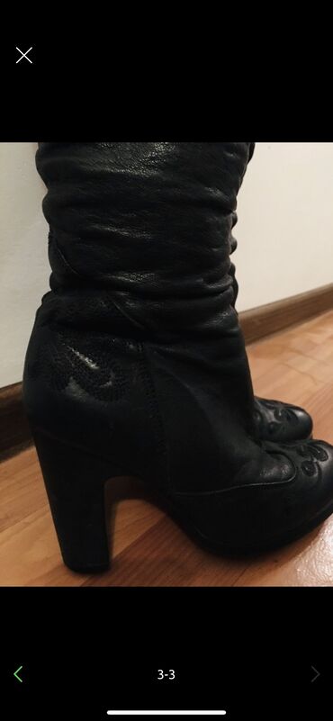 женская кожаная обувь бишкек: Сапоги, 37, цвет - Черный, 4Rest