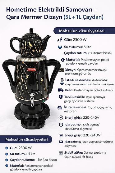 samovar 10 litre: Yeni Elektrik Samovar, 5 l, Rayonlara çatdırılma, Pulsuz çatdırılma, Ödənişli çatdırılma — 4