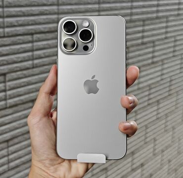 Apple iPhone: IPhone 15 Pro Max, Жаңы, 1 ТБ, Заряддоочу түзүлүш, Коргоочу айнек, Кабель, 100 %