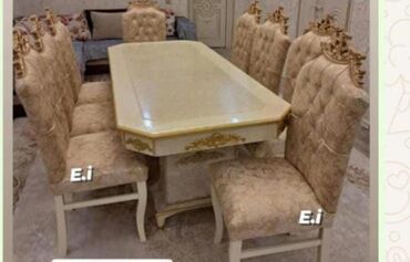 kuxna stol stul: Для кухни, Для гостиной, Новый, Нераскладной, Прямоугольный стол, 6 стульев