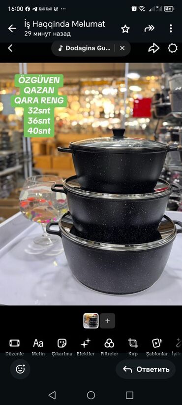 Tava-qazan dəstləri: Qazan, rəng - Gümüşü, Paslanmayan polad, Türkiyə — 13