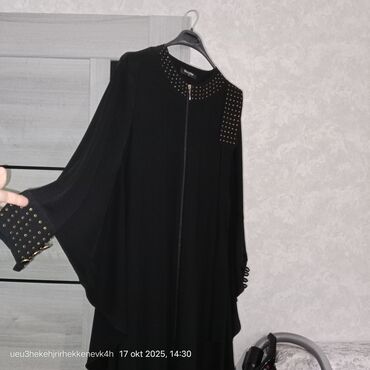 krujevalı qadın xalatları: Qara rəngli, uzun dizaynlı üst geyimi/abaya. - Brend: Sheyline