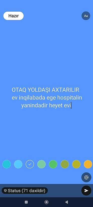 e suleymanov kucesi: Otaq yoldaşı axtarılır. Mekan: İnqilabda, Ege Hospitalın yanında — 1