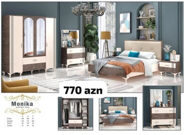 Yataq otağı dəstləri: İkinəfərlik çarpayı, 2 tumba, Termo, Dolab, Azərbaycan, Yeni — 9