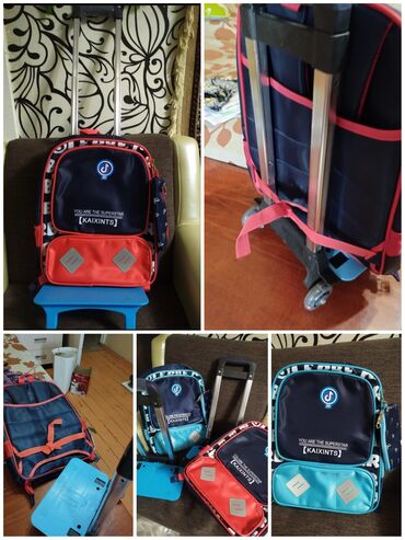 рюкзаки школьные: Продам школьные рюкзаки со съемной тележкой. Колеса светящиеся в