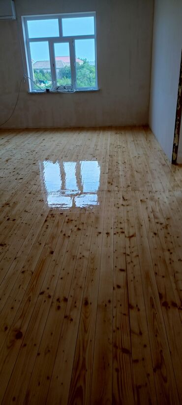 Döşəmə işləri: Pol yonqusu dolğu lak daxil iş mükəmməl olarağ işlənir — 6