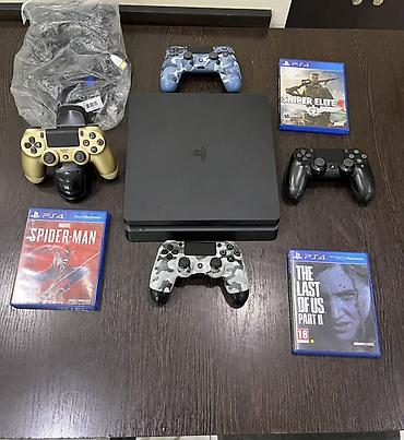 sony mp3: PlayStation 4 Slim oyun komplekti Paketə daxildir: - PS4 Slim konsol — 1