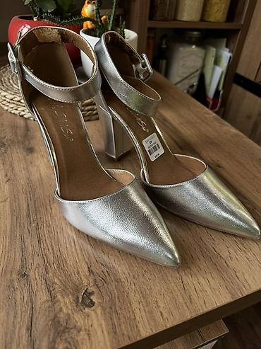 zara каблуки: Туфли, 39.5, 40, Zara, Новый, цвет - Серебристый — 2
