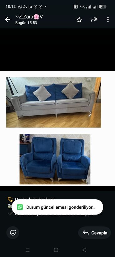 💫 Divan kreslo dəsti 💸 *Qiymət 550 azn* ✔️ İdeal veziyetde ✔️Açılmır
