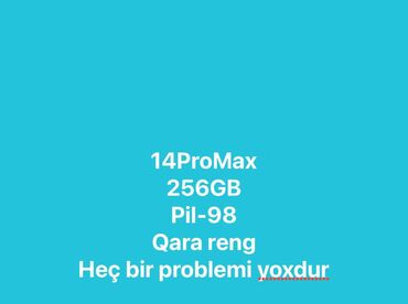 apple 14 pro max qiymeti: IPhone 14 Pro Max, 256 GB, Qara, Face ID