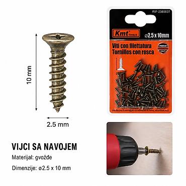 KMT Bronzani krst samourezujući ekseri 2.5×10 mm (23G) - Tip