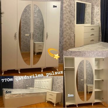 1 otaqli evler kreditle: *Yataq otağı dəsti*. Ölçü Taxt 160/200 Dolab 160/47/200 2 tumba 1