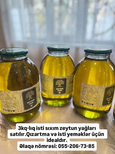 pegah yağ: Məhsul: İsti sıxım zeytun yağı - Həcm: 3 kq-lıq şüşə qablar - — 1