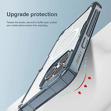 Maske i futrole za telefone: Maska Nillkin Nature Pro Magnetic za iPhone 15 6.1 plava. Pored — 13