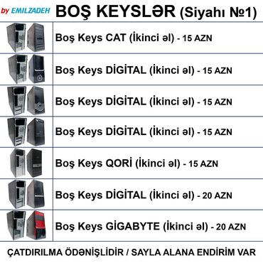 Masaüstü kompüterlər və iş stansiyaları: Boş Keyslər 🚚Metrolara və ünvana çatdırılma var, ❗ÖDƏNİŞLİDİR❗