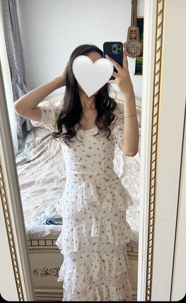 национальный костюм на прокат: Күнүмдүк көйнөк, Жай, Узун модель, Шифон, XS