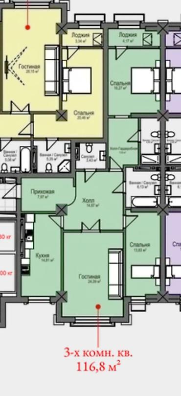 999: 3 комнаты, 117 м², Элитка, 8 этаж — 4
