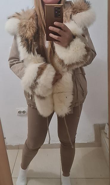 mont prsluci: Ženska parka sa krznom – bež - Model: IDI LEATHER parka s bogatim — 3