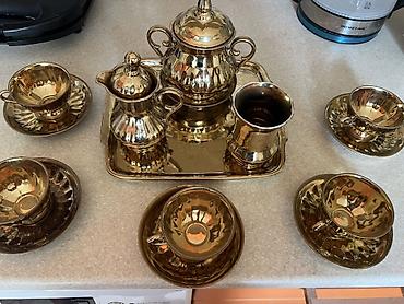 podnos: Çay dəsti, rəng - Qızılı, Metal, 6 nəfərlik — 3