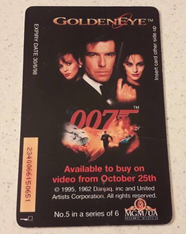 1 τηλεκάρτα James Bond 007 Goldeneye / 1995 Νο.5 in a series of 6