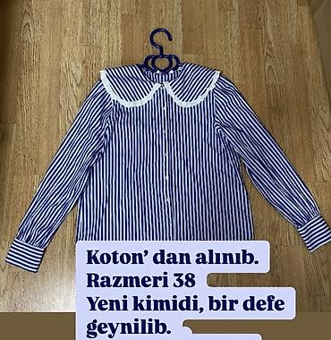 Qadın geyimləri: Koton brendindən zolaqlı qadın köynəyi. - Rəng: göy-ağ şaquli — 1