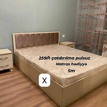 Yataq dəsti – müasir dizayn - Rəng: krem/bej tonları, başlıqda yumşaq lalafo.az -da Yataq dəsti – müasir dizayn - Rəng: krem/bej tonları, başlıqda yumşaq