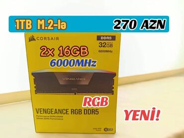 телефоны fly 4: Operativ yaddaş (RAM) Corsair, 32 GB, > 4000 Mhz, DDR5, PC üçün, Yeni