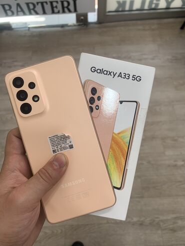 optimal.az telefonlar samsung: Samsung Galaxy A33 5G, 128 GB, rəng - Qızılı, Barmaq izi, Face ID