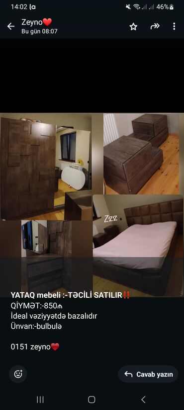 hamam kafelleri qiymetleri: *YATAQ mebeli :-TƏCİLİ SATILIR*‼️ QİYMƏT:-850₼ İdeal vəziyyətdə