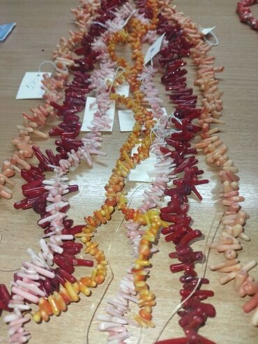 женское украшение: Галтовка кораллы и гематит. Кораллы иглы 40см+ (590 с), коралл крошка