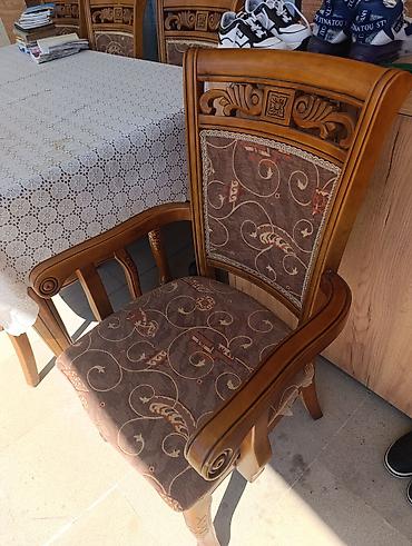 madeyra stol stul: - Klassik üslubda yemək otağı dəsti - Komplekt: düzbucaqlı masa + 8 — 1