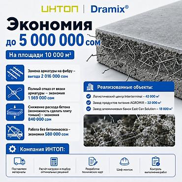 карта: Стальная фибра для пола вместо арматуры (добавляется в бетон на — 1
